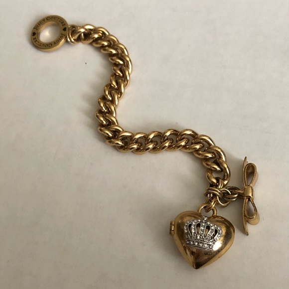 Y2K Juicy Couture Gold Heart Locket Bracelet - Picture 5 of 17